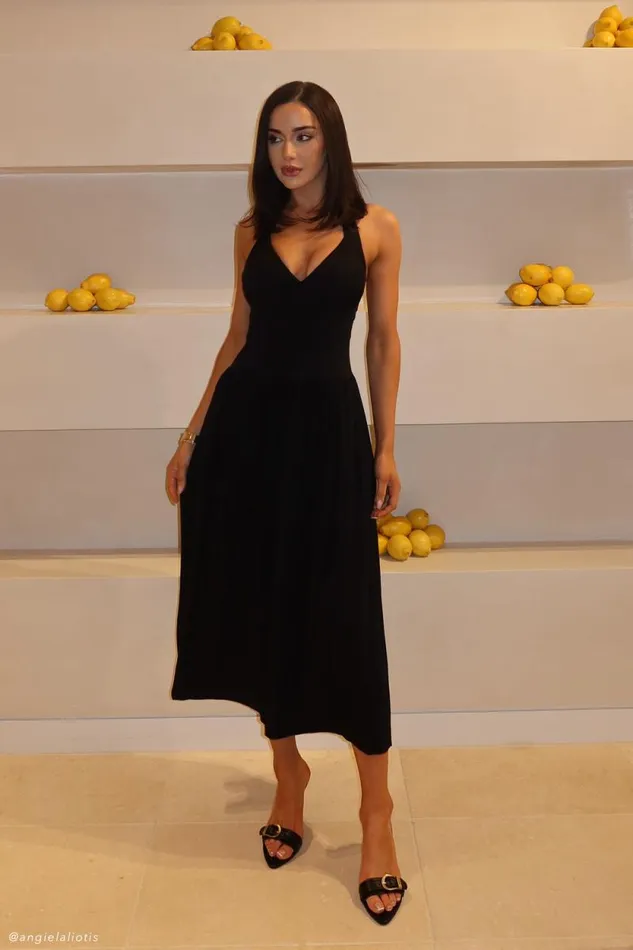 Women Meshki Dresses Harriette Halter Midi Dress 8211 Black
