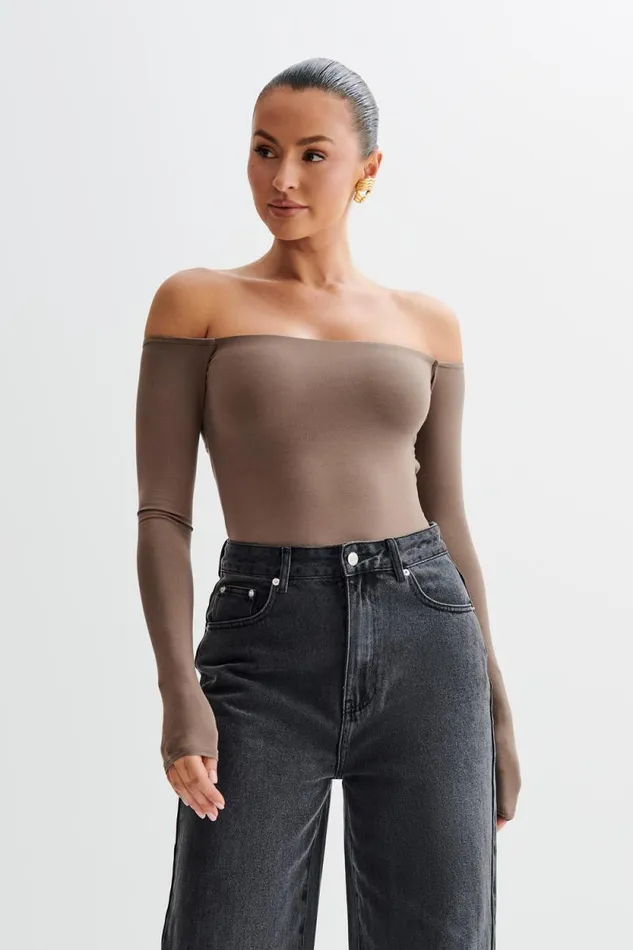 Women Meshki Dresses Peta Off Shoulder Modal Long Sleeve Bodysuit 8211 Coco