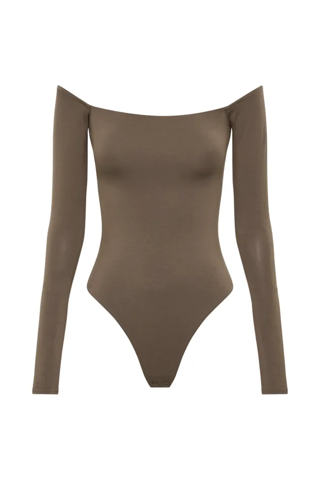 Women Meshki Dresses Peta Off Shoulder Modal Long Sleeve Bodysuit 8211 Coco