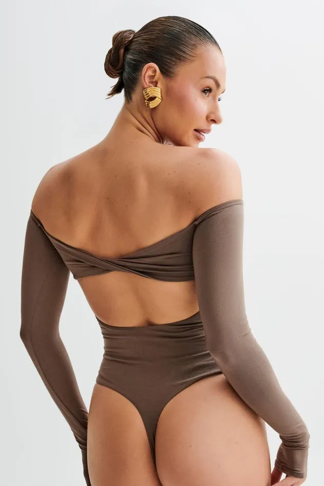 Women Meshki Dresses Peta Off Shoulder Modal Long Sleeve Bodysuit 8211 Coco
