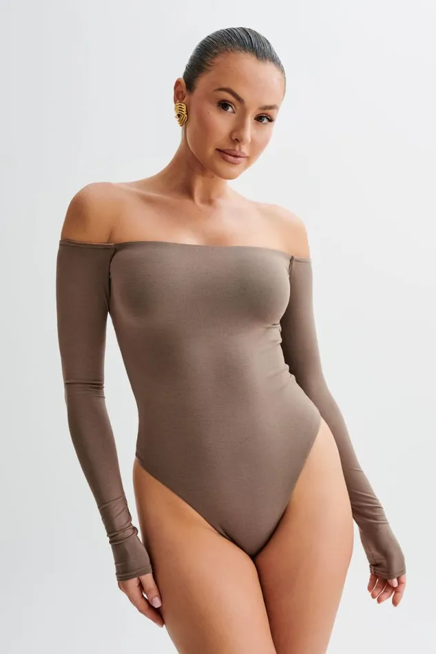 Women Meshki Dresses Peta Off Shoulder Modal Long Sleeve Bodysuit 8211 Coco