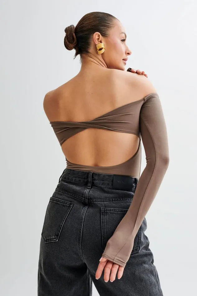 Women Meshki Dresses Peta Off Shoulder Modal Long Sleeve Bodysuit 8211 Coco