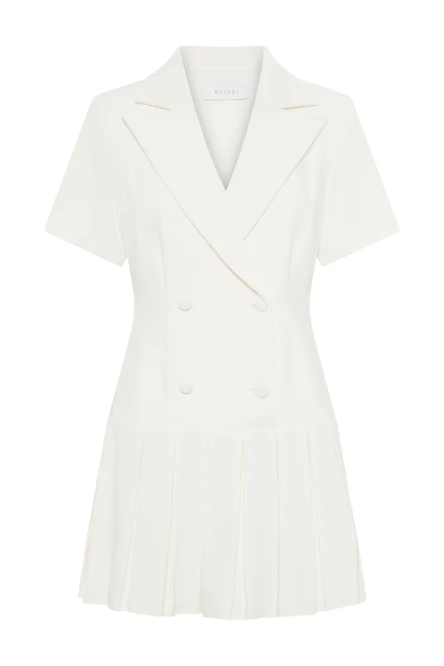 Women Meshki Dresses Quentin Suiting Pleated Mini Dress 8211 Ivory