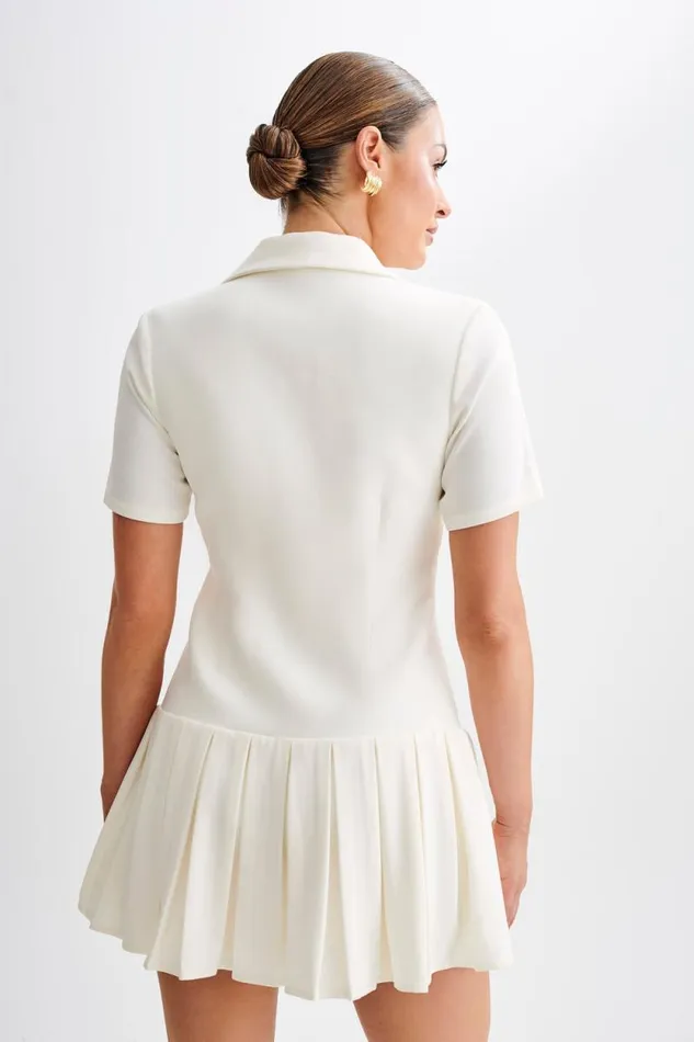 Women Meshki Dresses Quentin Suiting Pleated Mini Dress 8211 Ivory