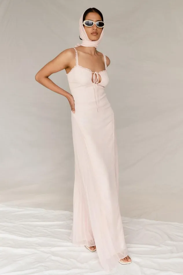 Women Meshki Dresses Saira Chiffon Maxi Dress 8211 Powder Pink