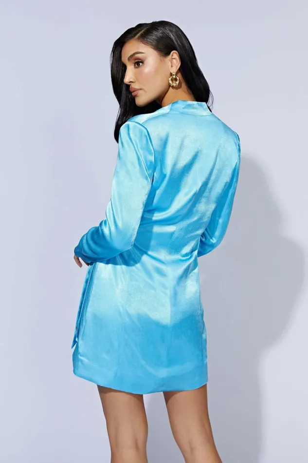 Women Meshki Dresses Saira Tie Up Mini Dress 8211 Azure Blue