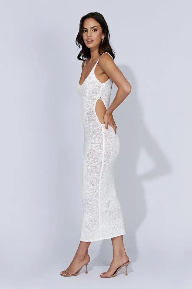 Women Meshki Dresses Shae Scoop Neck Knit Midi Dress 8211 White
