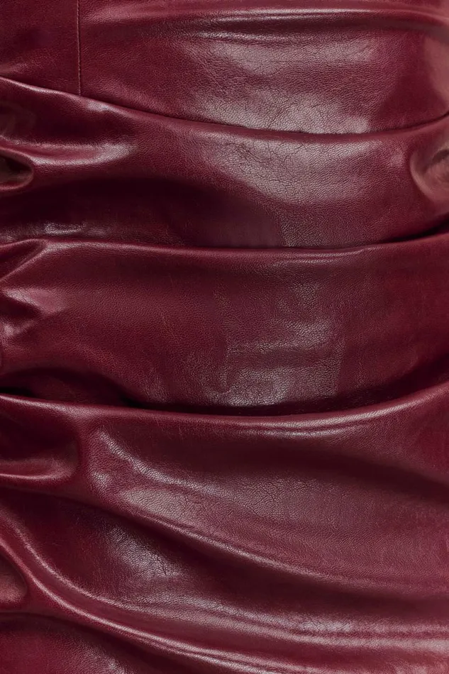 Women Meshki Dresses Sonia Faux Leather Midi Dress 8211 Cherry Red