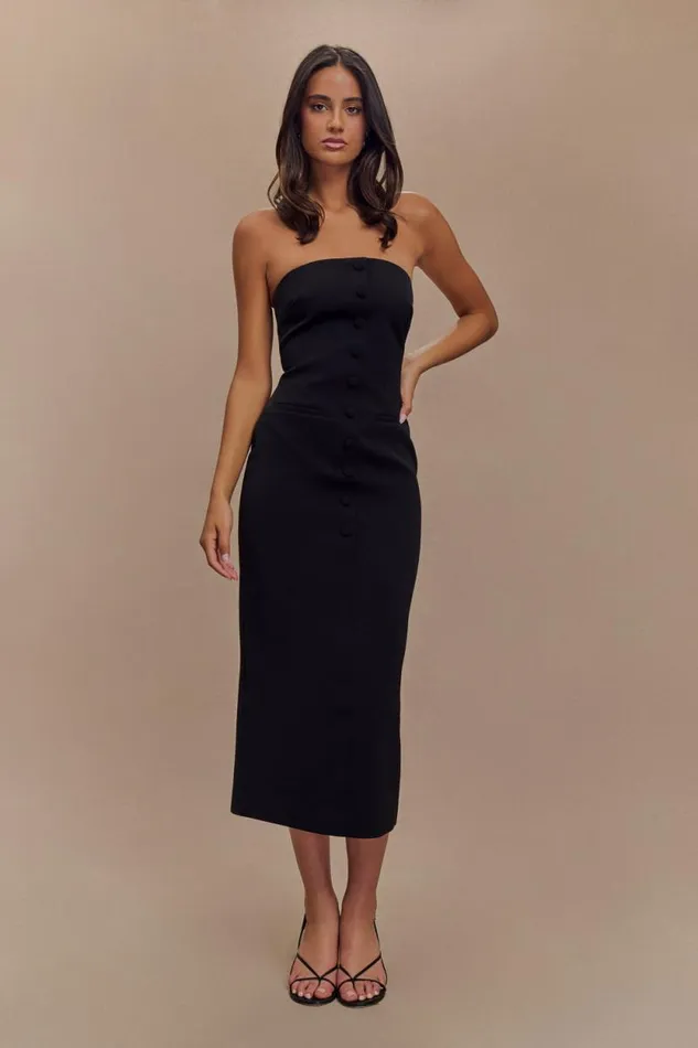 Women Meshki Dresses Sussan Strapless Midi Dress 8211 Black