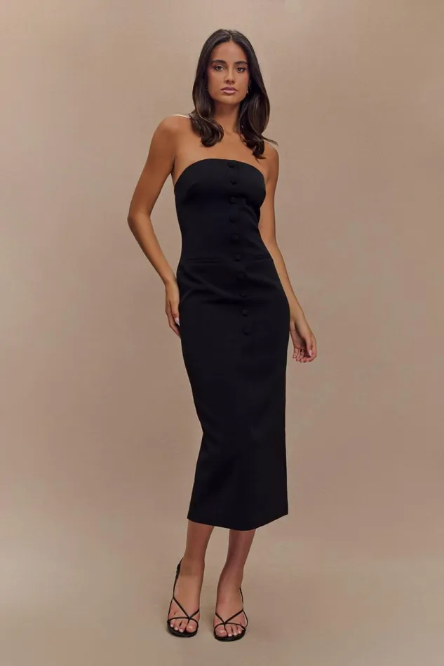Women Meshki Dresses Sussan Strapless Midi Dress 8211 Black