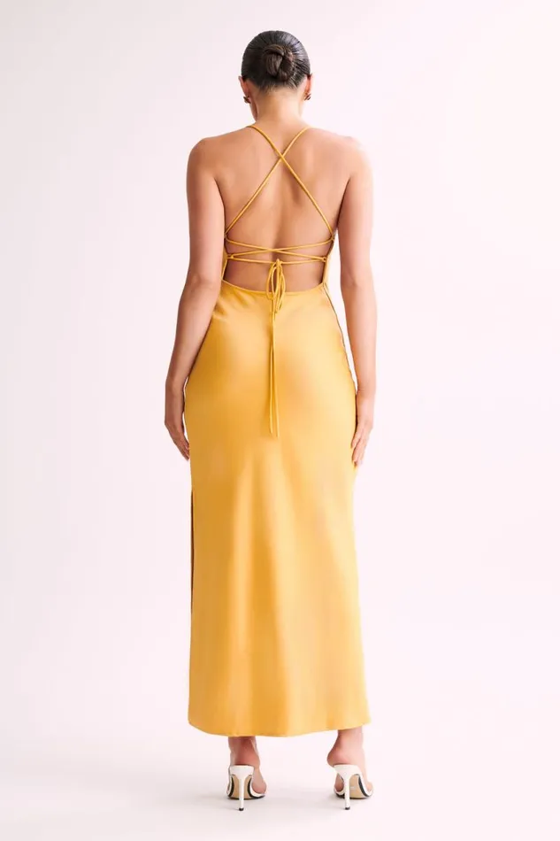 Women Meshki Dresses Sydney Straight Neck Slip Maxi Dress 8211 Yellow