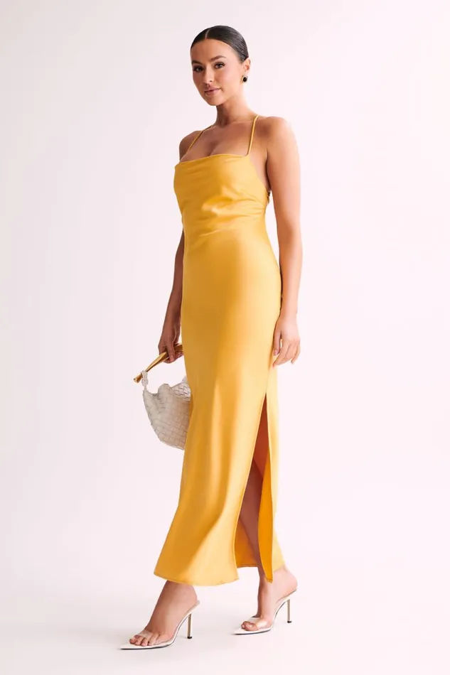 Women Meshki Dresses Sydney Straight Neck Slip Maxi Dress 8211 Yellow
