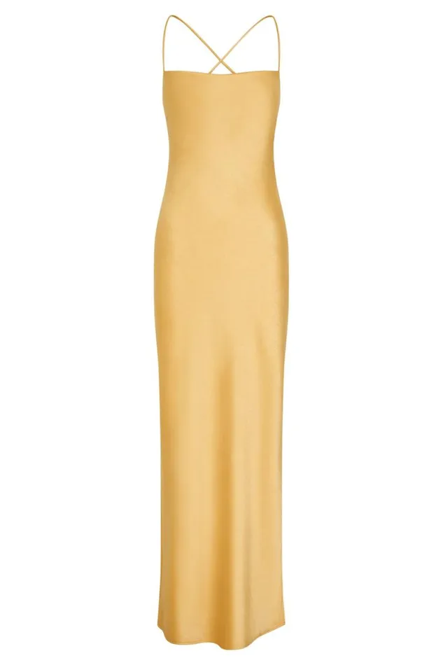 Women Meshki Dresses Sydney Straight Neck Slip Maxi Dress 8211 Yellow