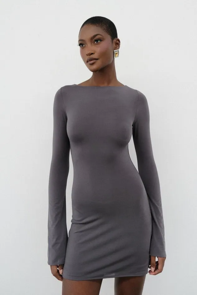 Women Meshki Dresses Tarna Slinky ALine Mini Dress 8211 Charcoal