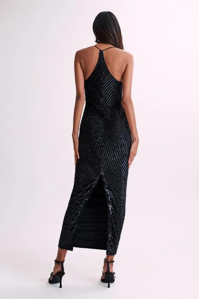 Women Meshki Dresses Tierra Sequin Maxi Dress 8211 Black