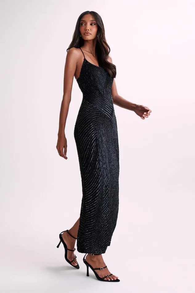 Women Meshki Dresses Tierra Sequin Maxi Dress 8211 Black