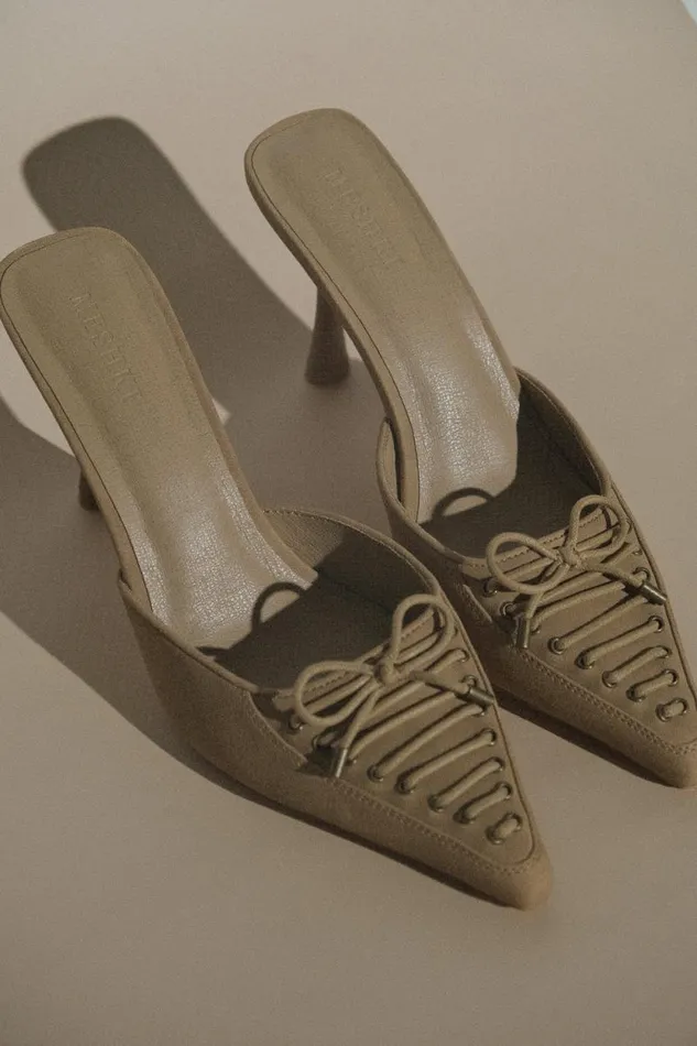 Women Meshki Jewellery Joanne Suede Lace Up Heels 8211 Camel