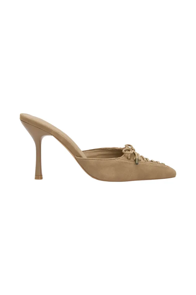 Women Meshki Jewellery Joanne Suede Lace Up Heels 8211 Camel