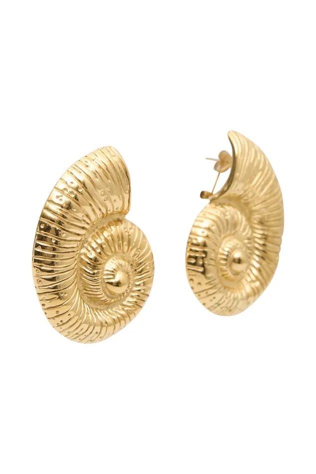 Women Meshki Jewellery Siren Shell Earrings 8211 Gold