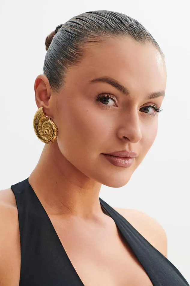 Women Meshki Jewellery Siren Shell Earrings 8211 Gold