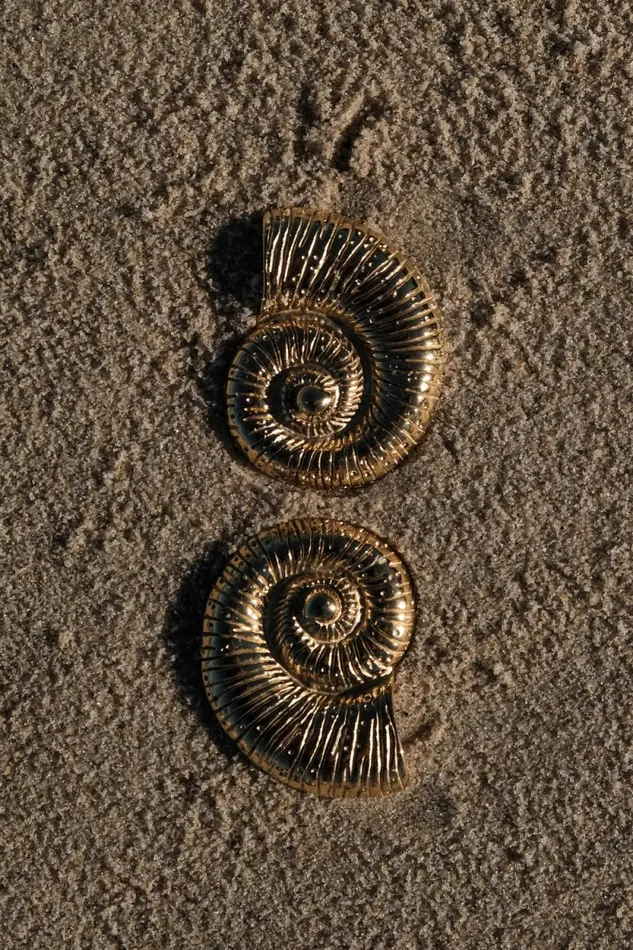 Women Meshki Jewellery Siren Shell Earrings 8211 Gold