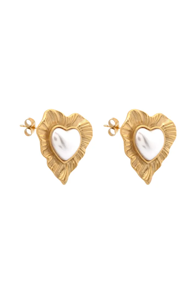 Women Meshki Outerwear Heart To Heart Pearl Earrings 8211 Gold