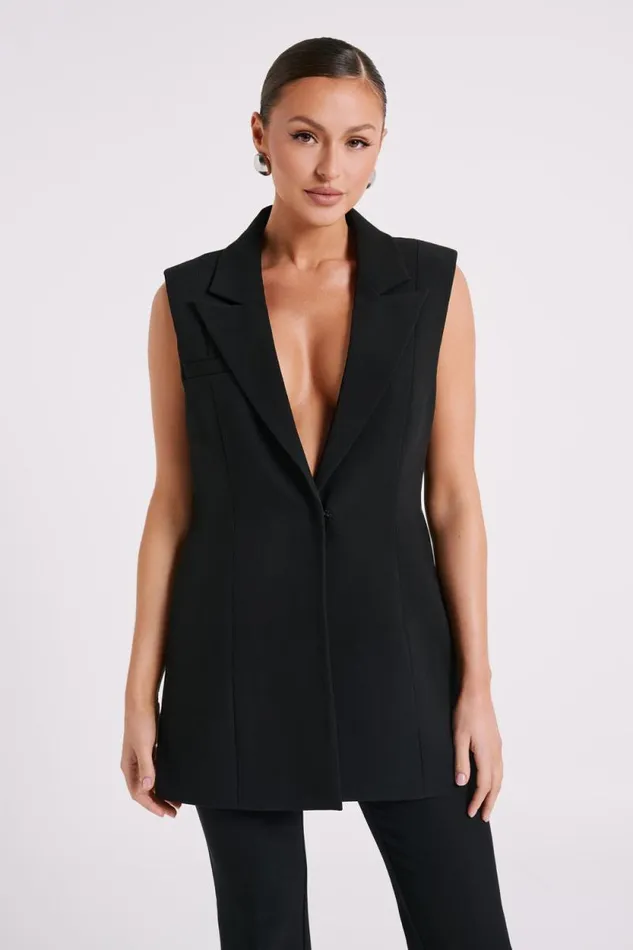Women Meshki Outerwear Robin Oversized Suiting Vest 8211 Black