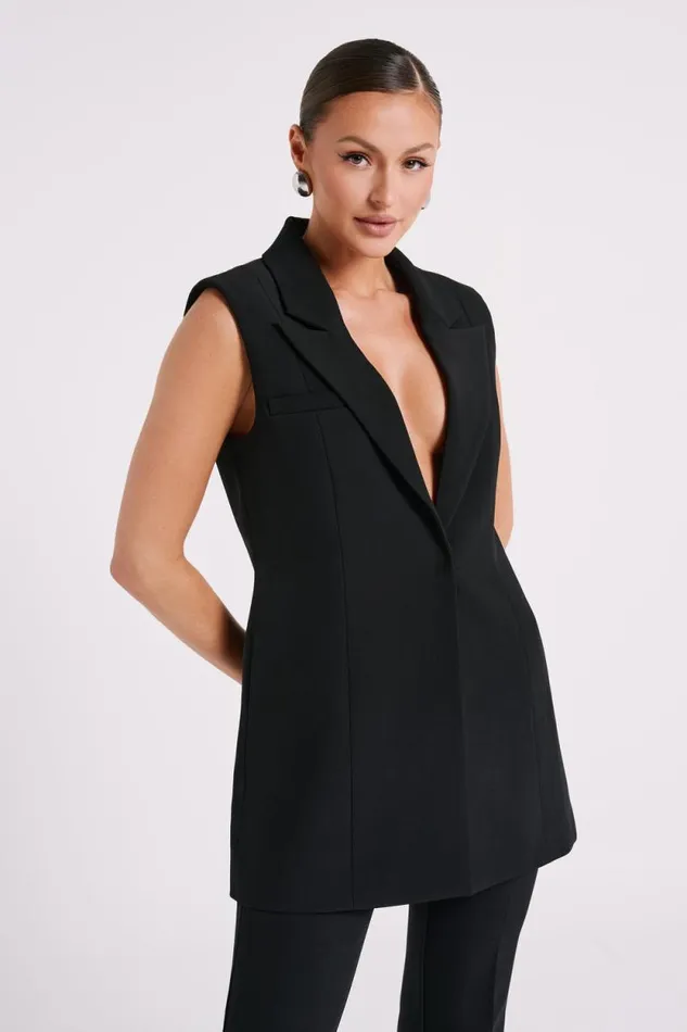 Women Meshki Outerwear Robin Oversized Suiting Vest 8211 Black