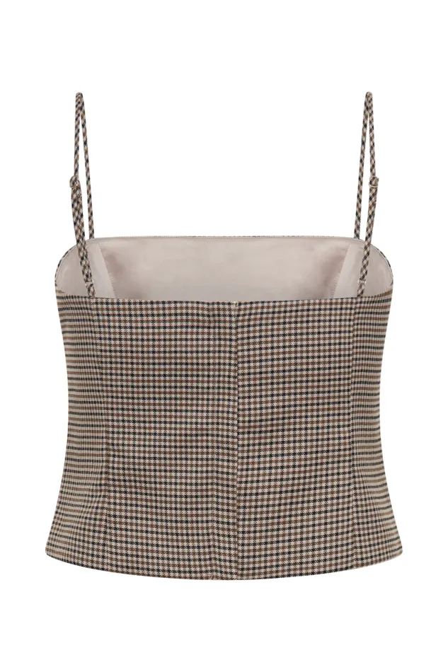 Women Meshki Tops Aberley Crop Top 8211 Tan Check