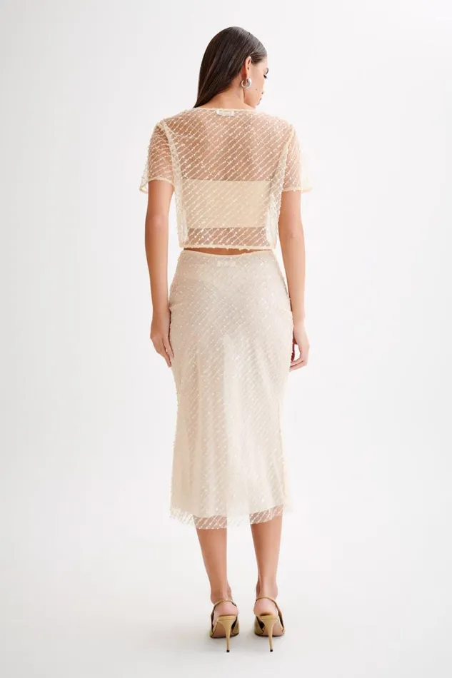 Women Meshki Tops Brynne Sequin Short Sleeve Top 8211 Buttercream