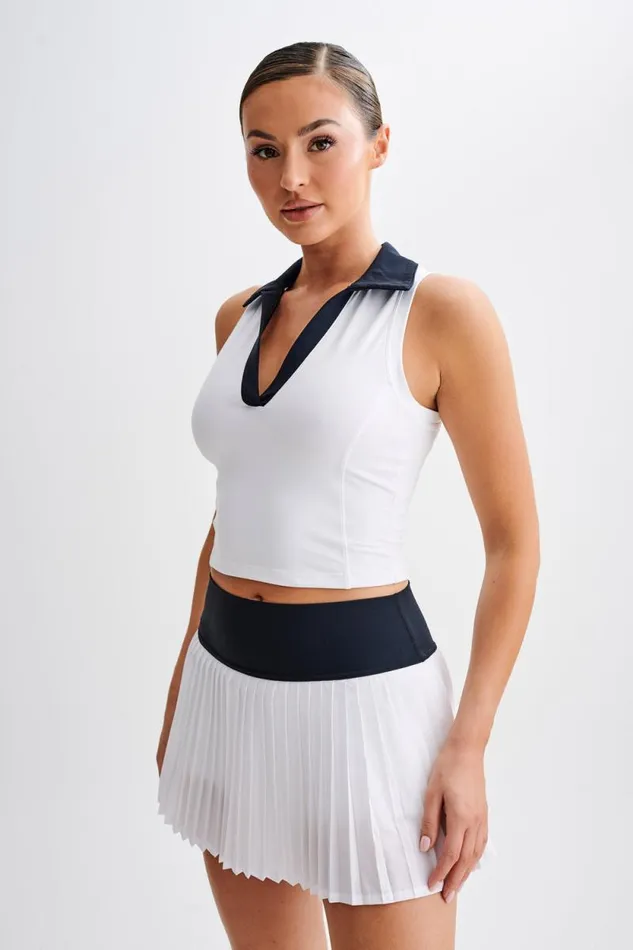 Women Meshki Tops Denver Sleeveless Collared Active Top 8211 BlackWhite
