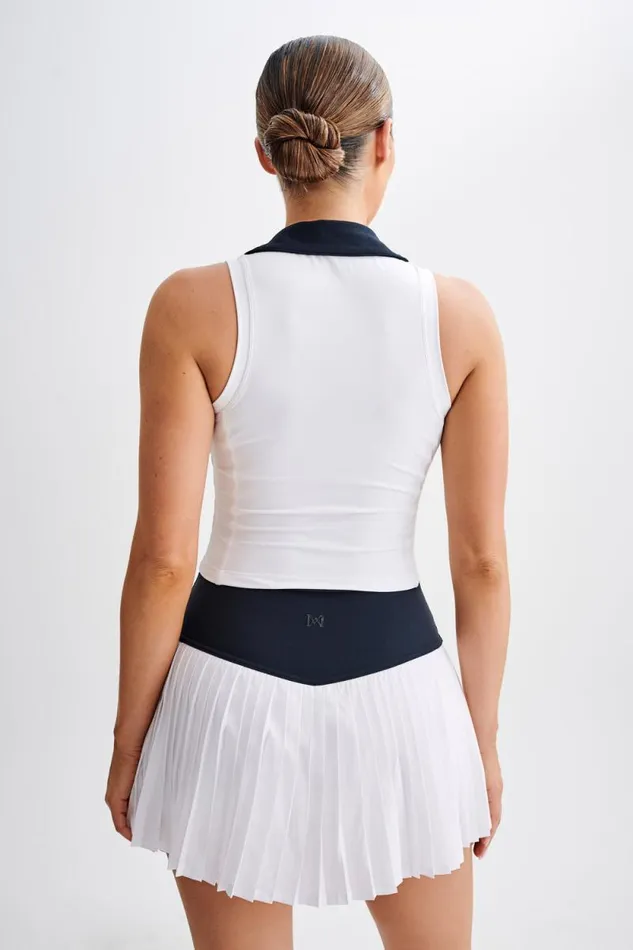 Women Meshki Tops Denver Sleeveless Collared Active Top 8211 BlackWhite