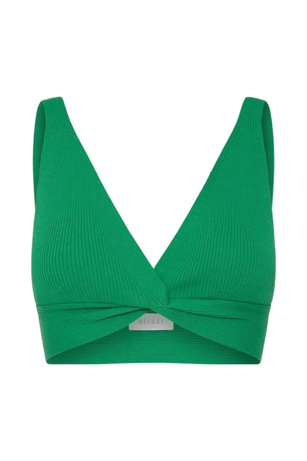 Women Meshki Tops Kaesha Twist Front Knit Top 8211 Green