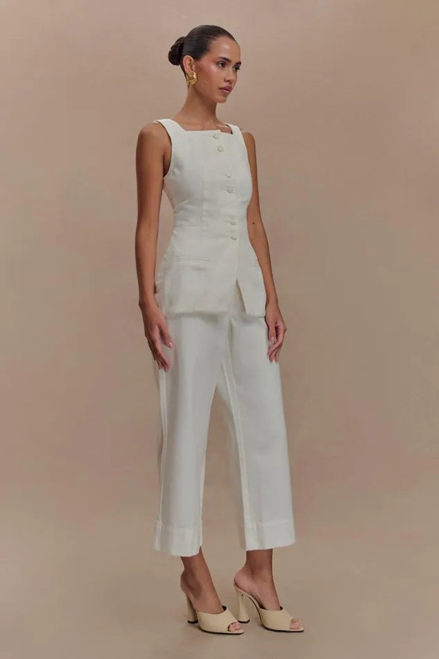 Women Meshki Tops Kaitlyn Square Neck Long Line Top 8211 White