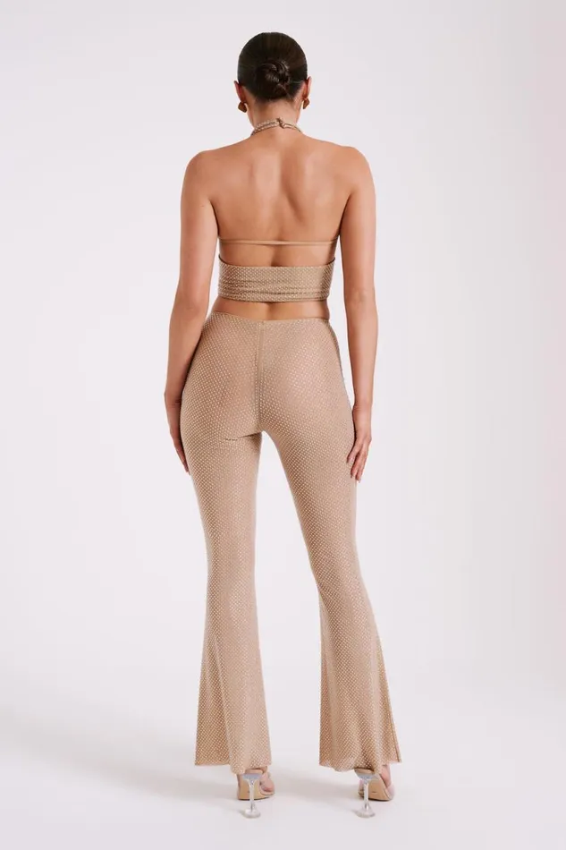 Women Meshki Tops Mariah Diamante Halter Neck Top 8211 Nude