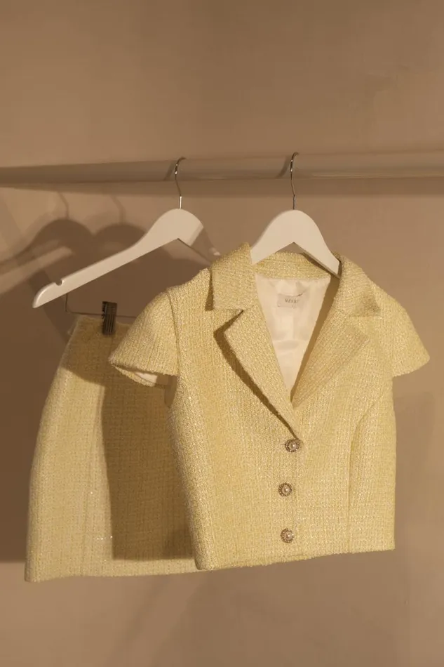 Women Meshki Tops Mercer Tweed Top 8211 Lemon