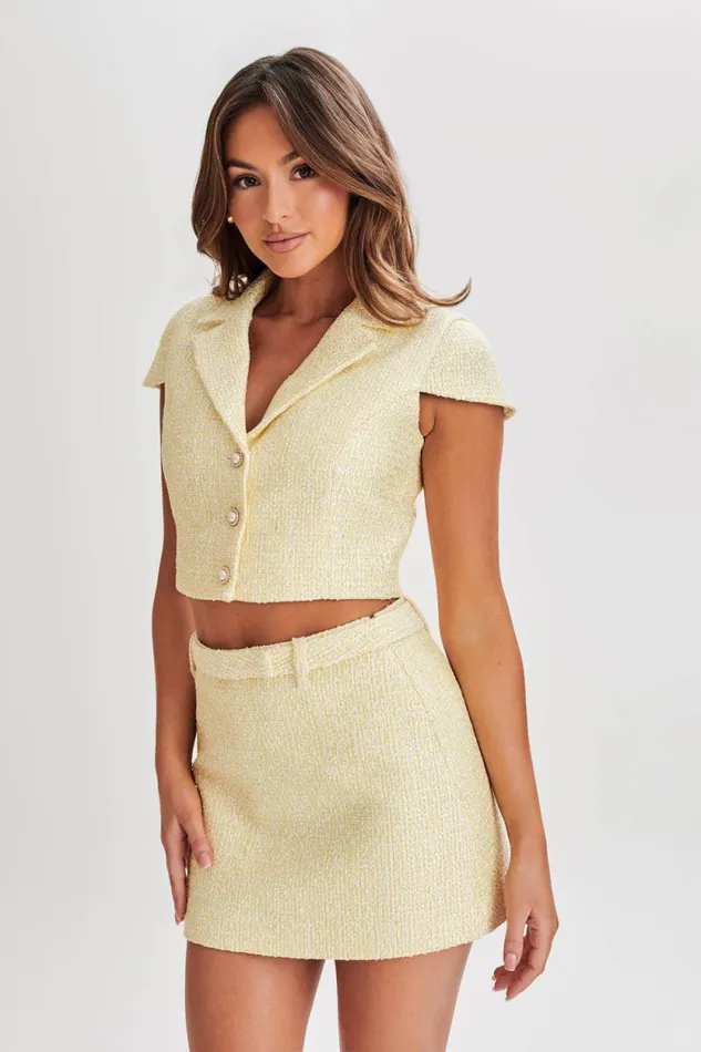 Women Meshki Tops Mercer Tweed Top 8211 Lemon