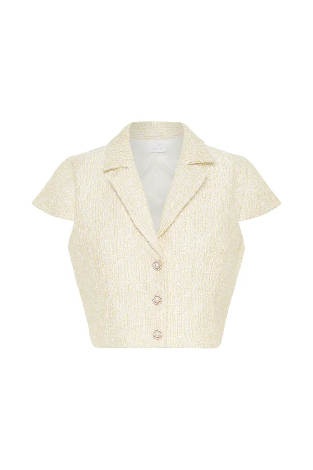 Women Meshki Tops Mercer Tweed Top 8211 Lemon