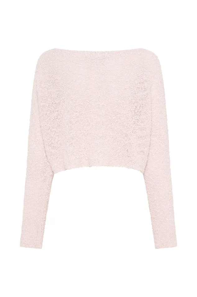 Women Meshki Tops Petra Long Sleeve Knit Crop Top 8211 Misty Rose