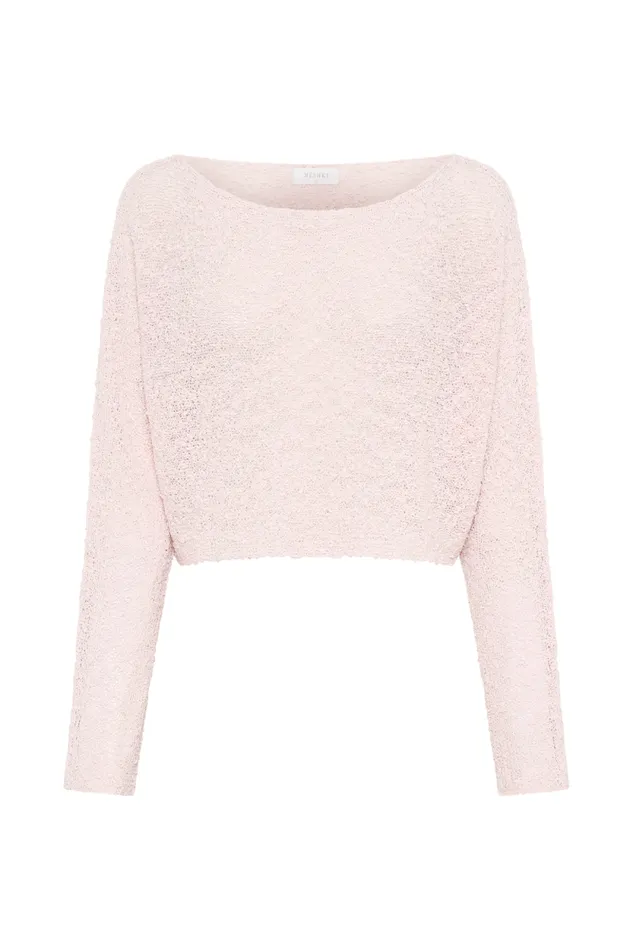 Women Meshki Tops Petra Long Sleeve Knit Crop Top 8211 Misty Rose