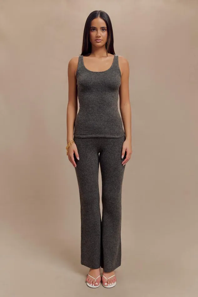 Women Meshki Tops Shyann Sleeveless Longline Knit Top 8211 Charcoal Marle