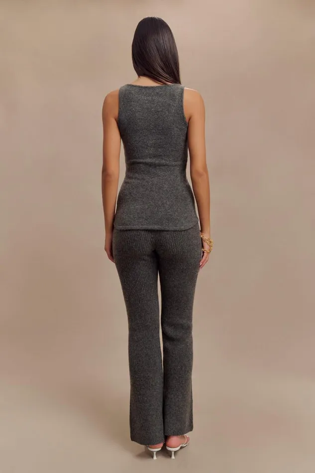 Women Meshki Tops Shyann Sleeveless Longline Knit Top 8211 Charcoal Marle