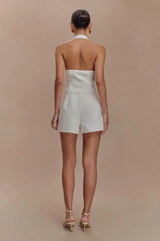 Women Meshki Tops Tiara Halter Neck Suiting Top 8211 White