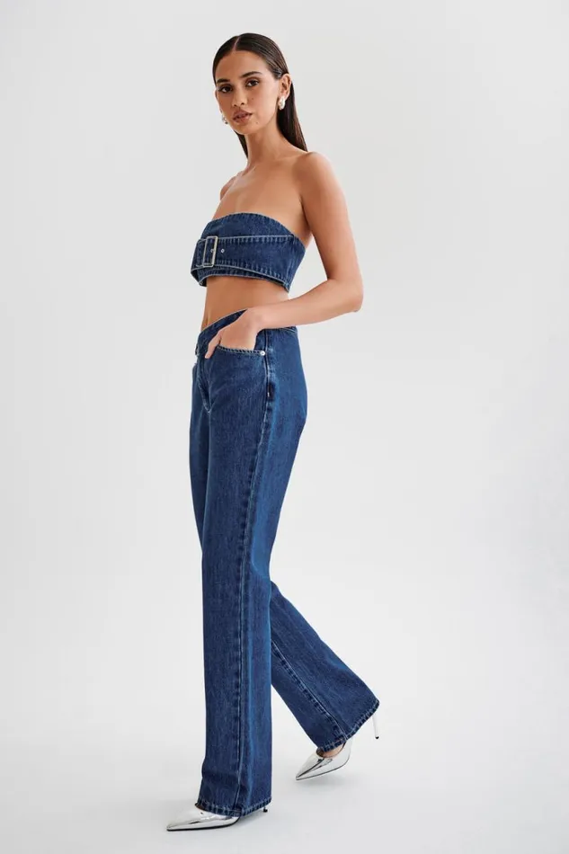 Women Meshki Two Piece Sets Rowena Denim Buckle Bandeau 8211 Dark Blue