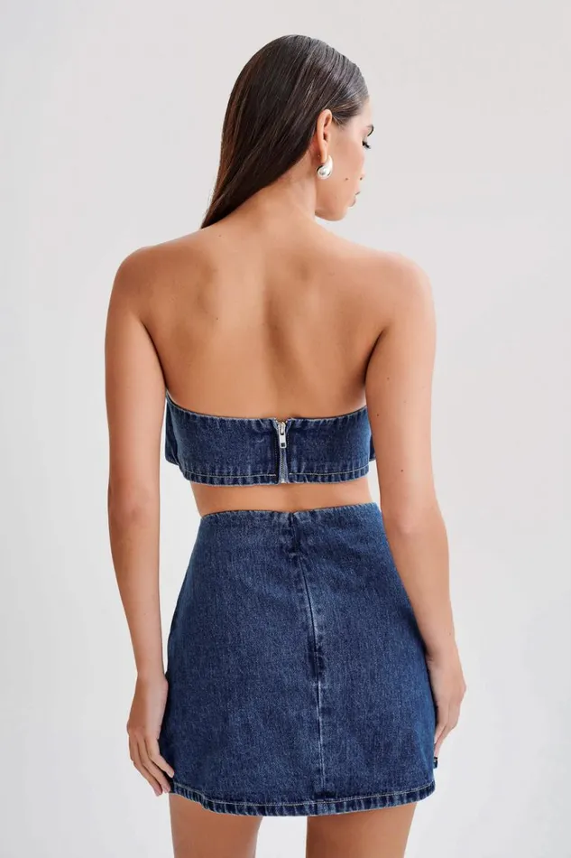 Women Meshki Two Piece Sets Rowena Denim Buckle Bandeau 8211 Dark Blue