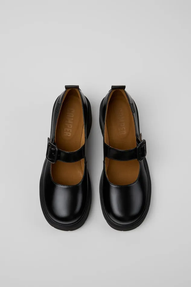 Women Milah Black Leather Shoe Camper Ballerinas Women Milah Black Leather Shoe Camper Ballerinas