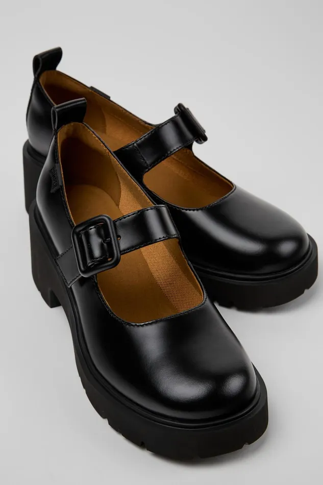 Women Milah Black Leather Shoe Camper Ballerinas Women Milah Black Leather Shoe Camper Ballerinas