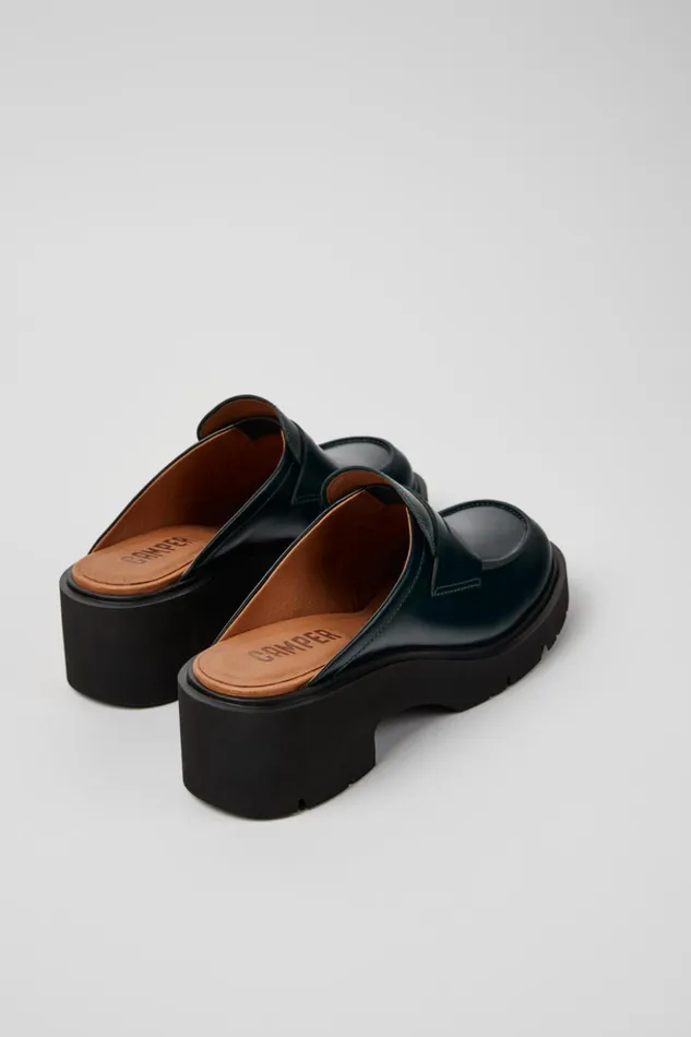 Women Milah Green Leather Clogs Camper Casual Shoes Women Milah Green Leather Clogs Camper Casual Shoes