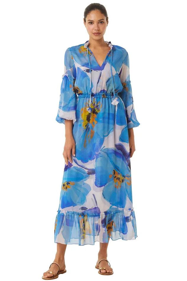Women MISA Los Angeles Dresses AMATA DRESS Blue Poppy