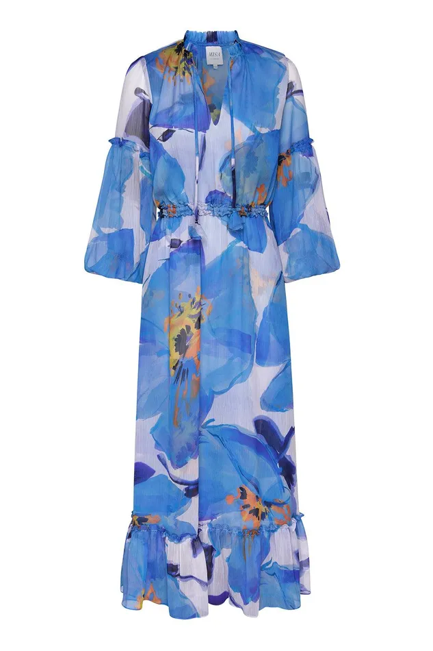 Women MISA Los Angeles Dresses AMATA DRESS Blue Poppy